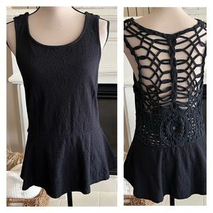 Free People Black Cut Out Cage Top | Size L